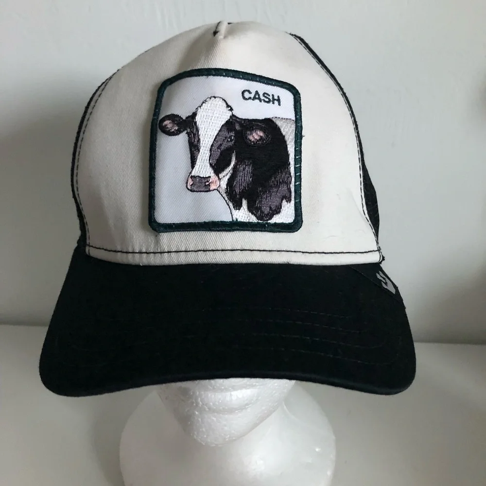 Cash Cow Black & White Cow Patch Trucker Hat